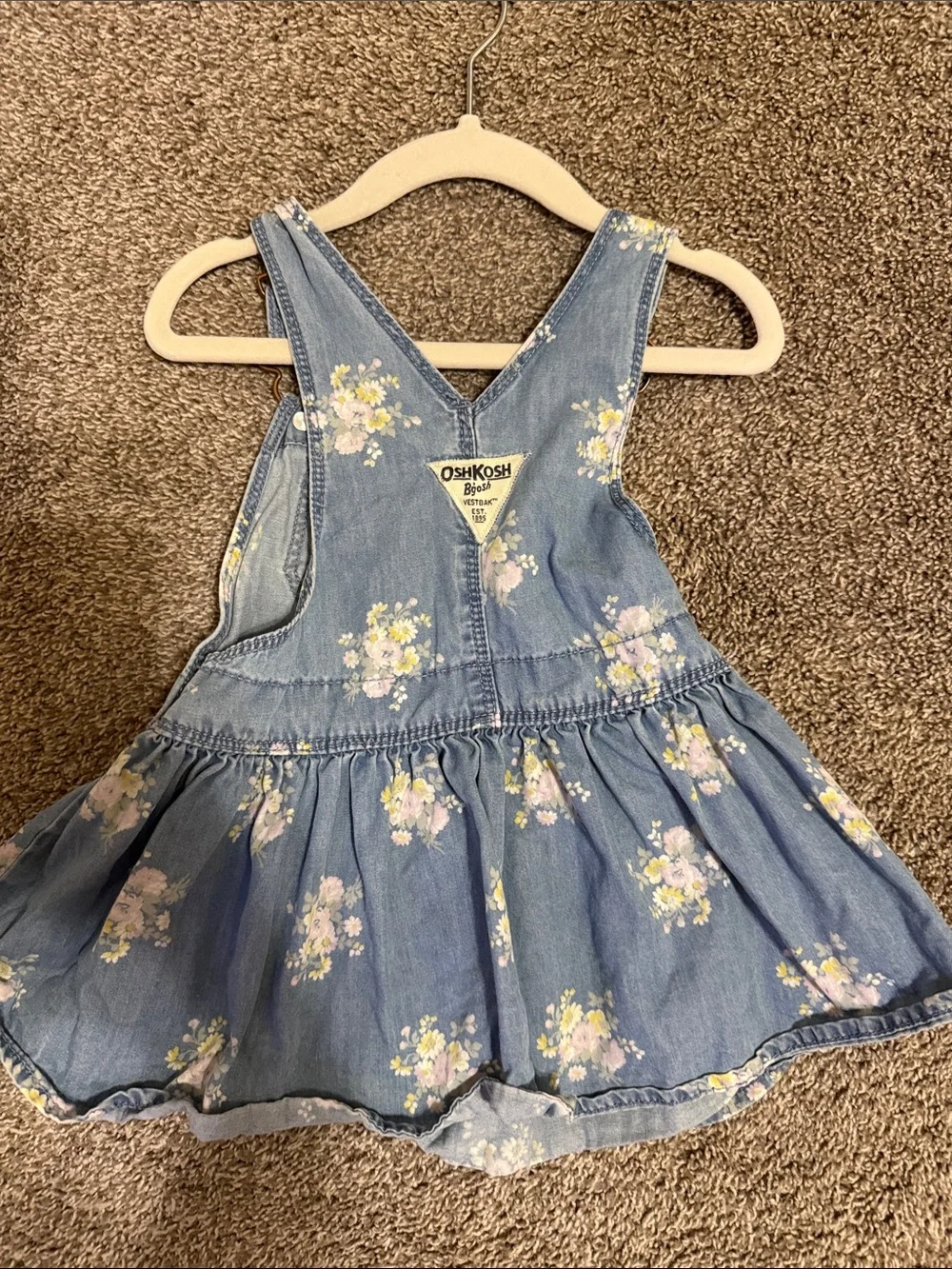 OshKosh B'gosh Light Blue Floral Denim Overall Skirt